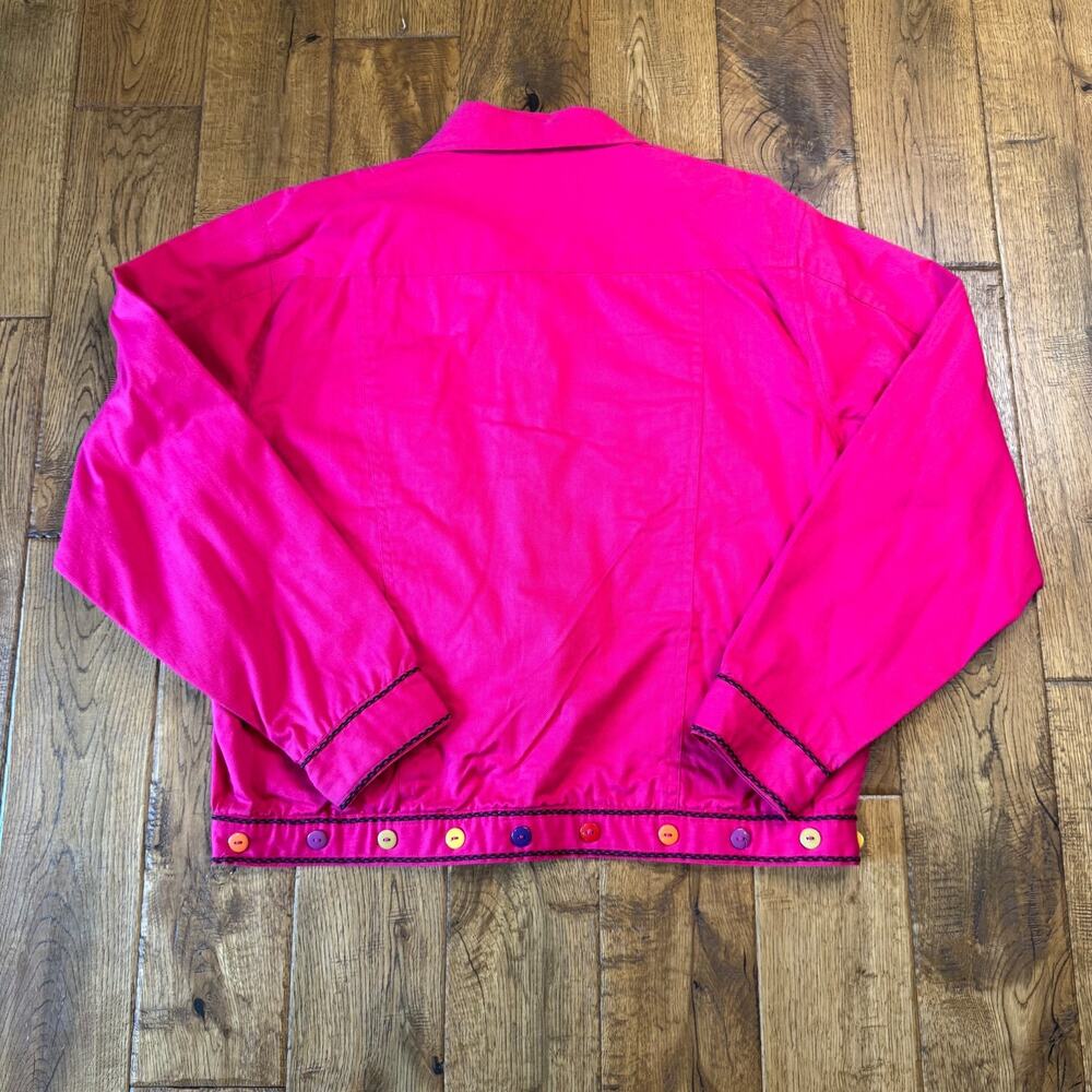 VTG New Direction Womens XL Pink Denim Embroidered Button Patch Jacket - Picture 5 of 5